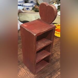 Vintage, Heart-Topped Wooden Shelf